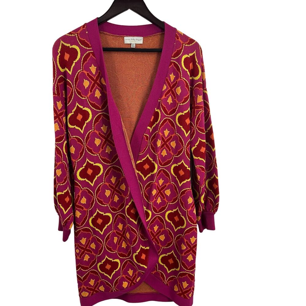Never‎ Full Dressed Pink Long Cardigan Hidden Closure Size 4